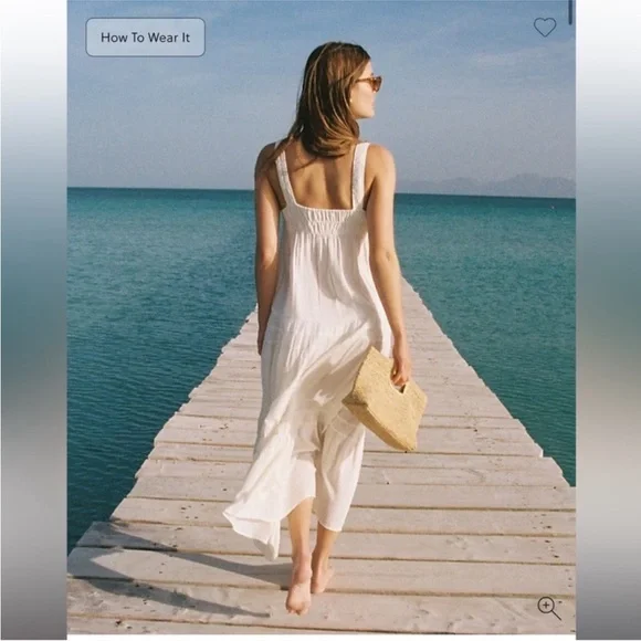 J. Crew Airy Gauze Tiered Maxi Dress- Ivory, Size XS - Picture 2 of 6